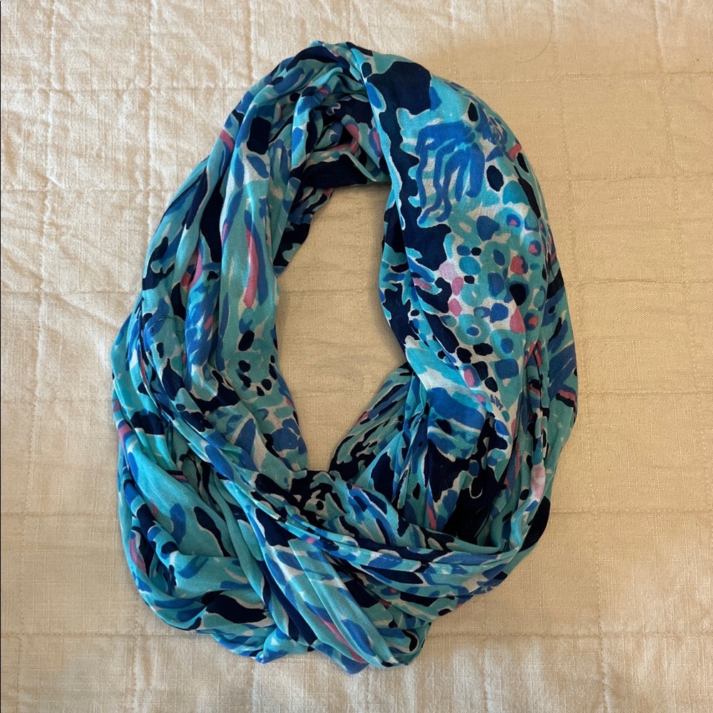 Lilly Pulitzer Blue and Pink Infinity Scarf